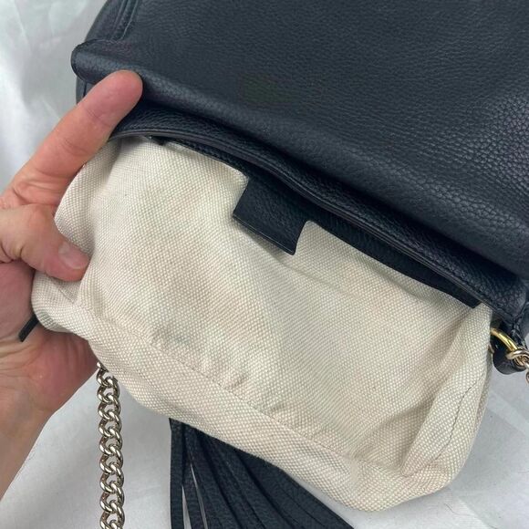 Gucci Soho Disco GG Black Tassel Chain Crossbody Bag 536224 - Picture 6 of 8